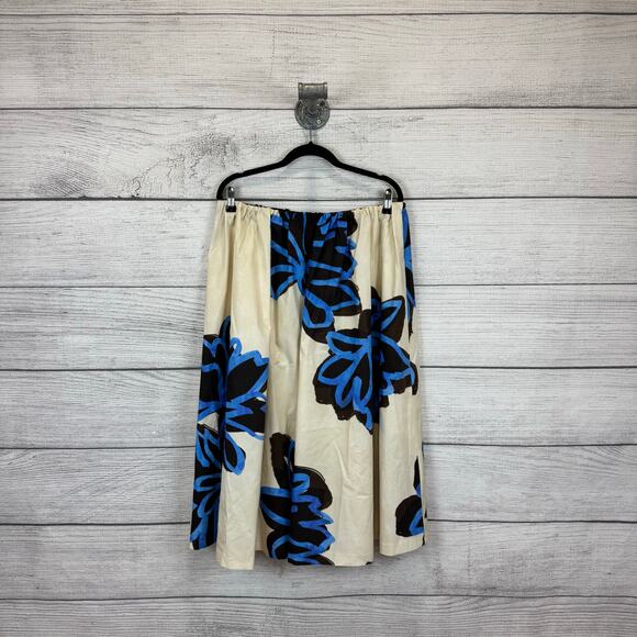 Zara Women's Ivory & Blue Floral Printed Pull On Midi Skirt Size Medium - Picture 5 of 9
